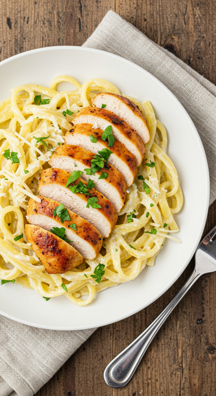 Creamy Garlic Chicken & Parmesan Pasta Delight