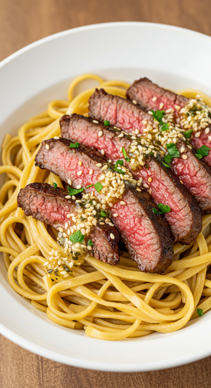 Garlic Butter Steak Lightning Noodles