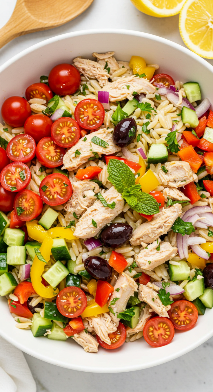 Greek Chicken Orzo Salad