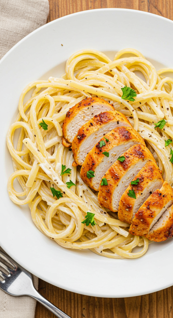 Spicy Cajun Chicken Linguine in Creamy Garlic Parmesan Sauce