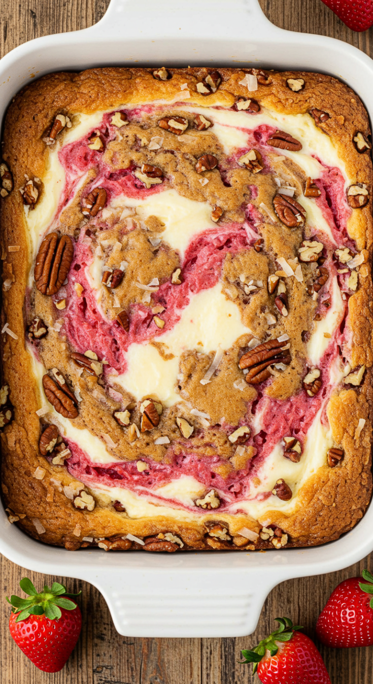Moist Strawberry Earthquake Cake