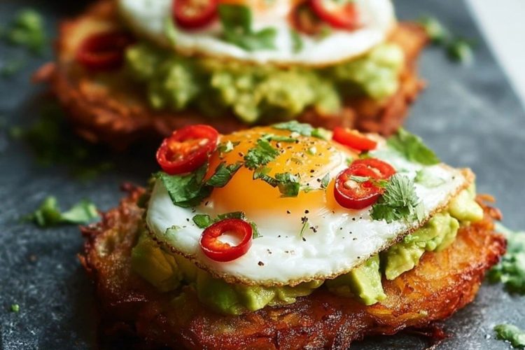 Avocado Hash Brown Toast with a Spicy Kick