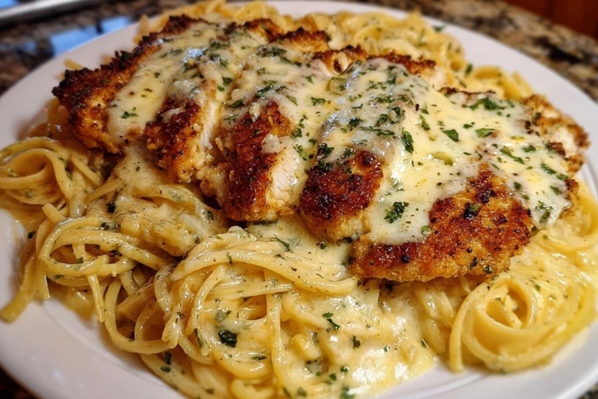 Chicken Smothered in Cheesy Alfredo Three-Cheese Spaghetti Sauce