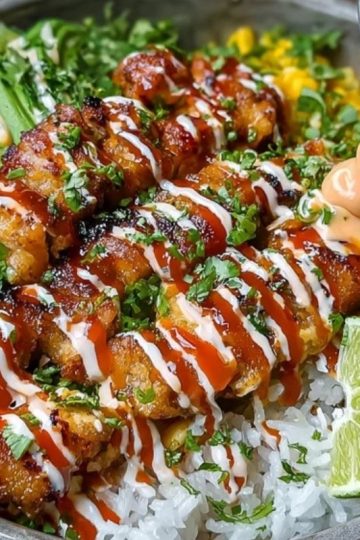 Chili Chicken Bowl with Coconut Lime Drizzle