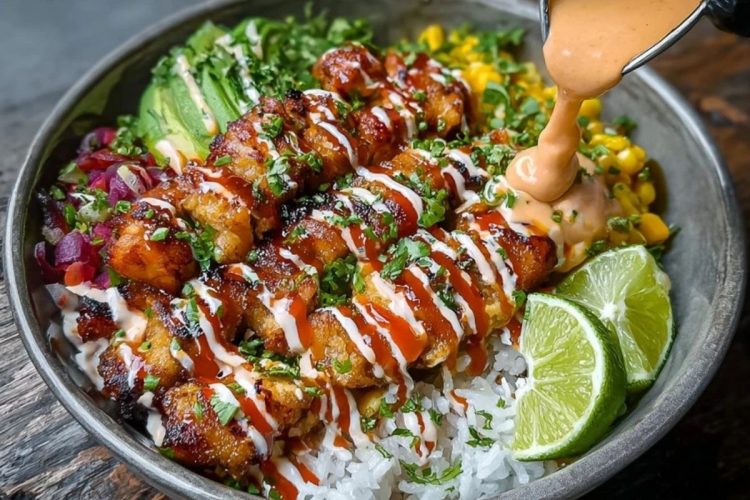 Chili Chicken Bowl with Coconut Lime Drizzle