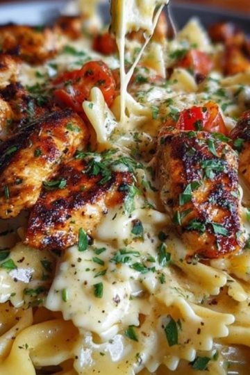 Creamy Cajun Chicken Bowtie Pasta with Garlic Cheese Sauce