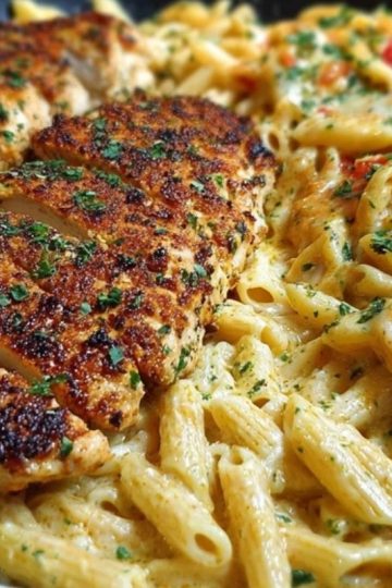 Creamy Cajun Chicken Pasta with Parmesan, Garlic, and Mozzarella