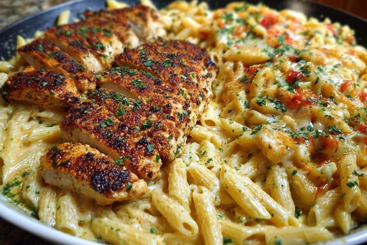 Creamy Cajun Chicken Pasta with Parmesan, Garlic, and Mozzarella