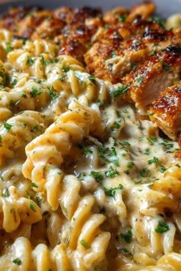 Creamy Cajun Chicken Rotini with Mozzarella Alfredo Sauce