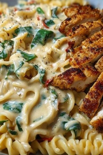 Creamy Cajun Chicken Twisted Pasta with Mozzarella Alfredo