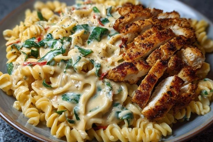 Creamy Cajun Chicken Twisted Pasta with Mozzarella Alfredo