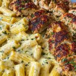 Creamy Garlic Parmesan Chicken with Cheesy Penne Pasta