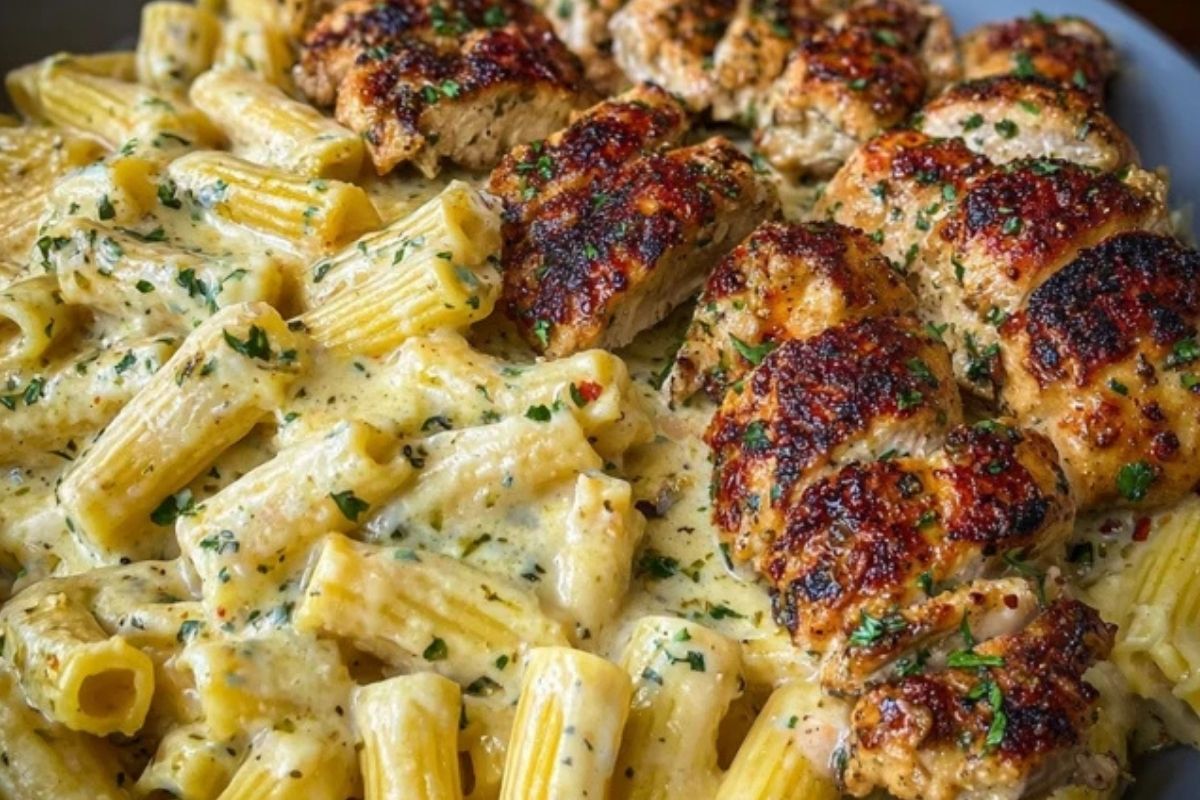 Creamy Garlic Parmesan Chicken with Cheesy Penne Pasta