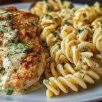 Creamy Garlic Parmesan Chicken with Cheesy Twisted Pasta