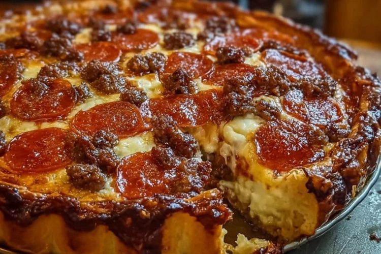 Deep Hamburger Sausage & Pepperoni Pie