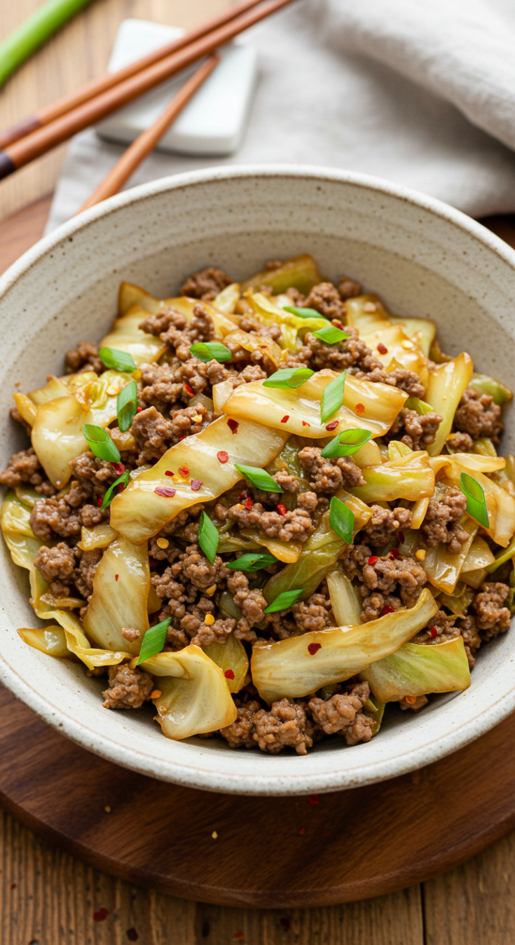 Easy Chinese Ground Beef and Cabbage Stir Fry