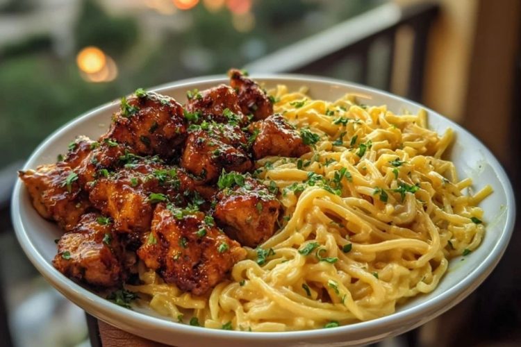 Garlic Butter Chicken Bites & Spicy Cajun Alfredo Twisted Pasta