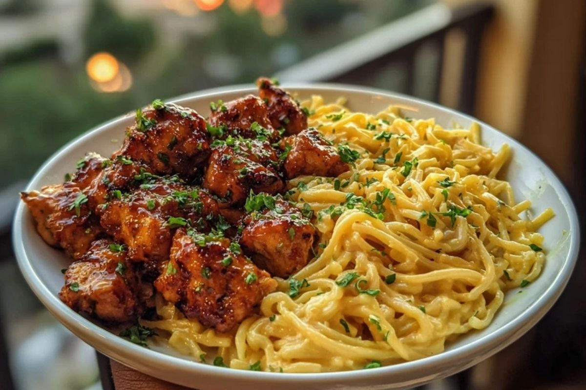 Garlic Butter Chicken Bites & Spicy Cajun Alfredo Twisted Pasta