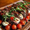 Grilled Balsamic Steak Caprese with Mozzarella, Tomatoes, and Basil