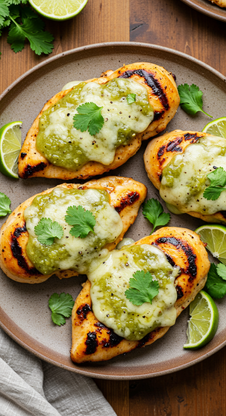 Grilled Salsa Verde Pepper Jack Chicken