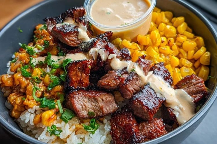Korean BBQ Beef Bowl with Corn & Creamy Sauce
