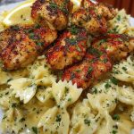 Lemon Garlic Chicken with Creamy Bowtie Pasta