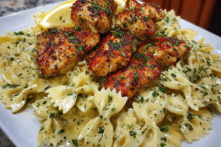 Lemon Garlic Chicken with Creamy Bowtie Pasta