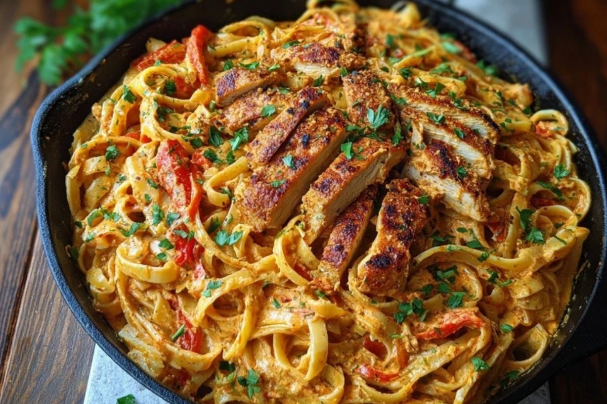 One-Pan Creamy Sweet and Spicy Cajun Chicken Pasta