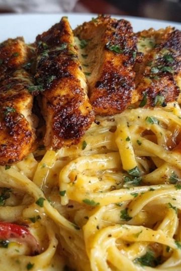 Spicy Cajun Chicken with Garlic Parmesan Linguine