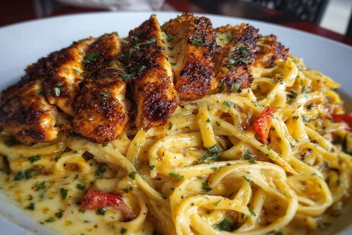 Spicy Cajun Chicken with Garlic Parmesan Linguine