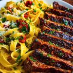 Spicy Cajun Steak with Parmesan Fettuccine Pasta