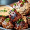 Tender Korean BBQ Meatballs with Spicy Mayo Dip
