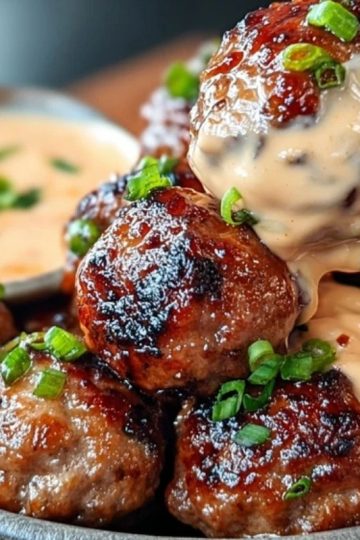 Tender Korean BBQ Meatballs with Spicy Mayo Dip