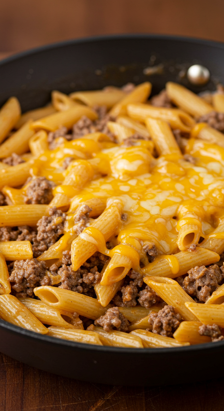 One-Pot Beef and Cheddar Ranch Pasta