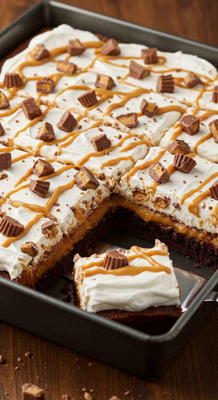 Chocolate Peanut Butter Poke Cake