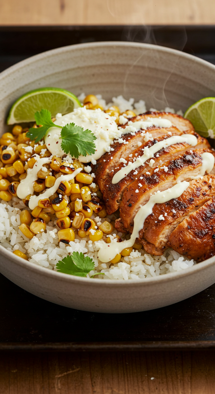 Street Corn Chicken Rice Bowl