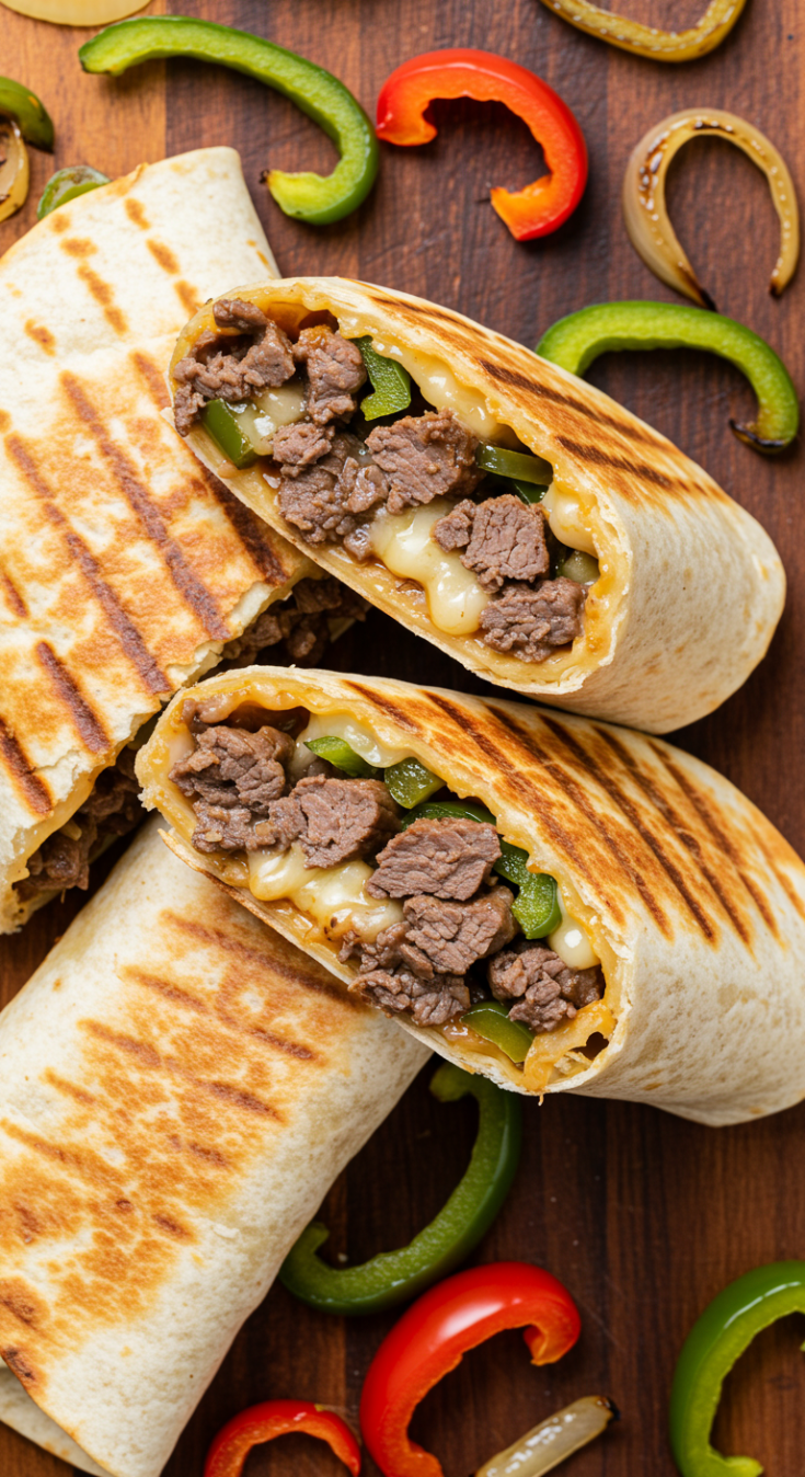 Crispy Philly Cheesesteak Grilled Wraps