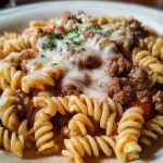 Beef and Rotini in Garlic Parmesan Sauce