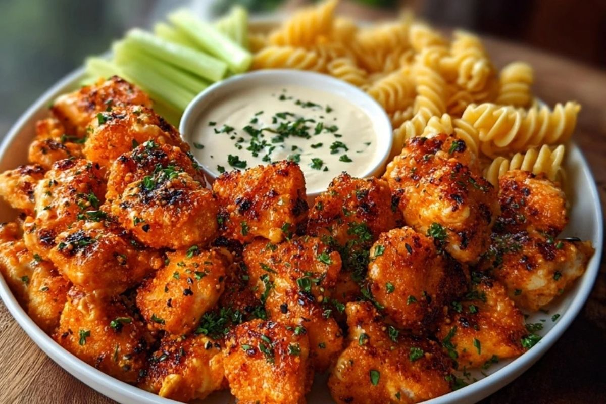 Buffalo Garlic Chicken Bites & Ranch Cajun Alfredo Twisted Pasta