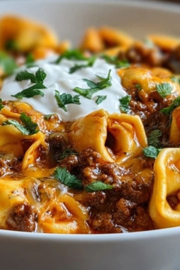 Cheesy Beef Enchilada Tortellini