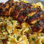Cheesy Garlic Cajun Chicken Bowtie Pasta in Alfredo Sauce