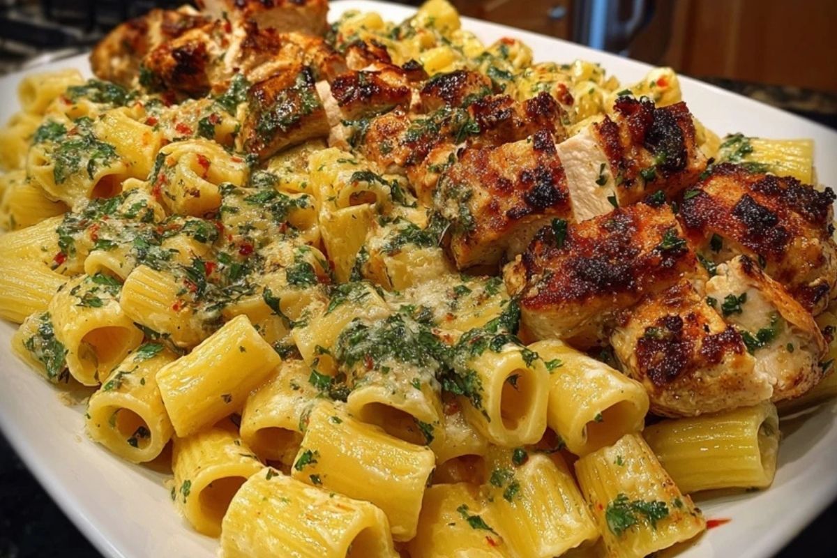 Cheesy Rigatoni with Garlic Parmesan Chicken