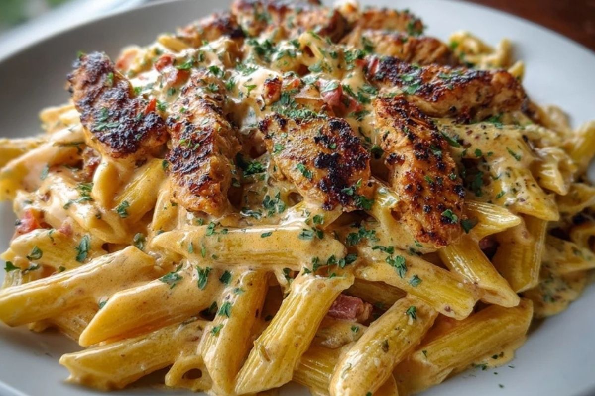 Creamy Cajun Chicken Penne Pasta with Garlic Mozzarella Sauce