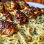 Creamy Garlic Butter Chicken & Linguine in Alfredo Sauce