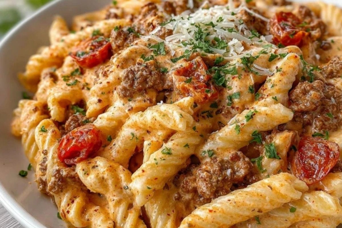 Creamy Rotel Pasta & Ground Beef