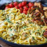 Creamy Velveeta Chicken Fettuccine with Garlic Cheese Sauce