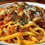 Creamy Velveeta Linguine with Italian Beef Marinara