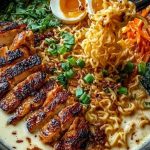 Fiery Chicken Ramen with Creamy Garlic Sauce