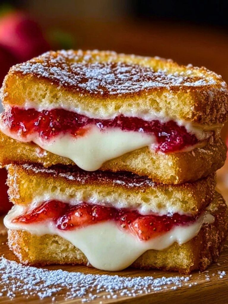 Fried Strawberry Cheesecake Sandwiches 