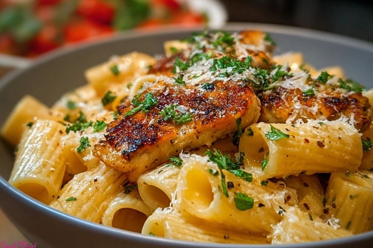 Garlic Butter Chicken with Rigatoni and Parmesan